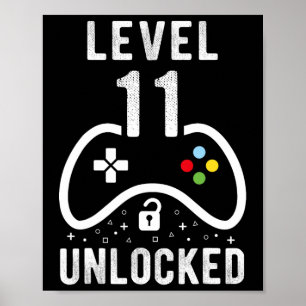 Level 11 Unlocked Video Game 11th Birthday Gift  Poster