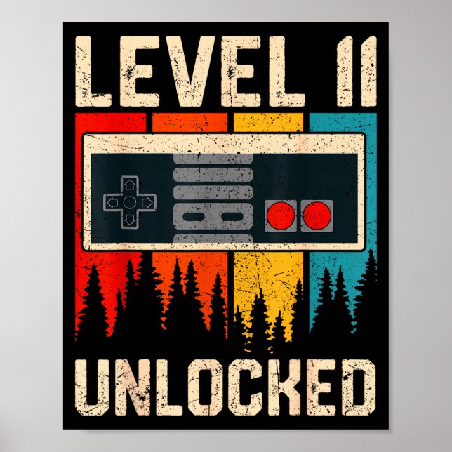 Level 11 Unlocked Video Game Controller Birthday M Poster (Front)