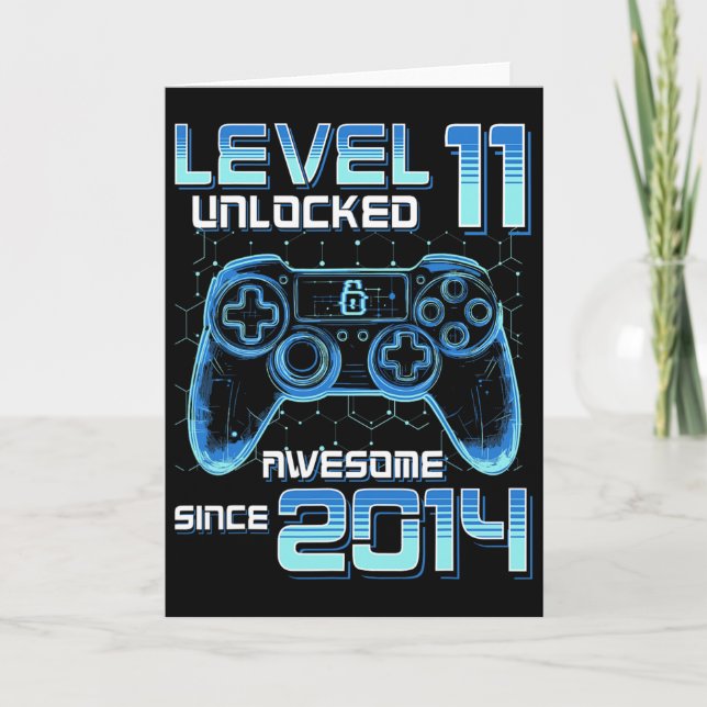 Level 11 Unlocked Video Game Party 11th Birthday G Card (Front)
