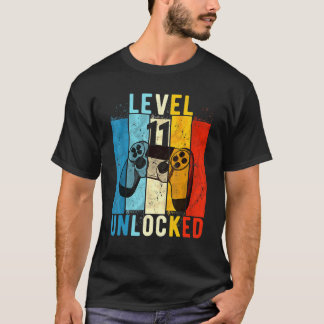 Level 11 Unlocked Video Gamer 11 Year Old 11th Bir T-Shirt