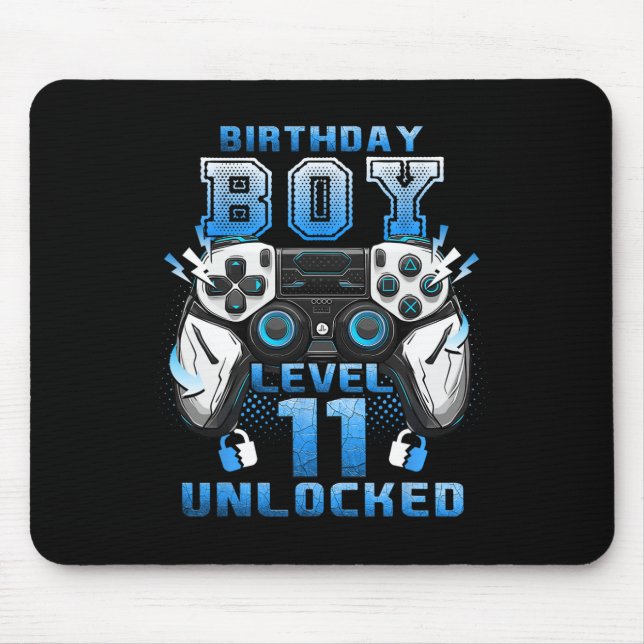 Level 11 Unlocked Video Gamer 11th Birthday Boys  Mouse Pad (Front)