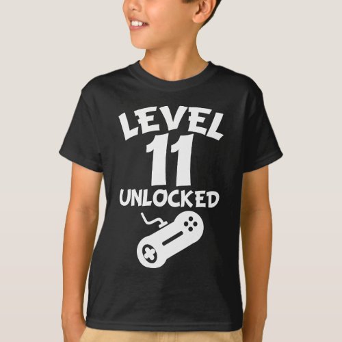 Level 11 Unlocked Video Games 11th Birthday T_Shirt