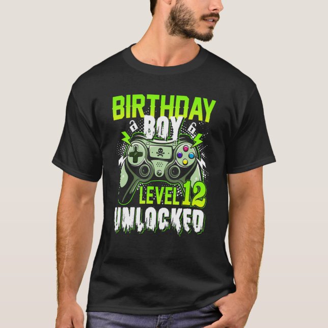 Level 12 Unlocked 12nd Boy Birthday T-Shirt (Front)