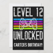 Level 12 Unlocked 12th Birthday Personalized Gamer Invitation (Front)