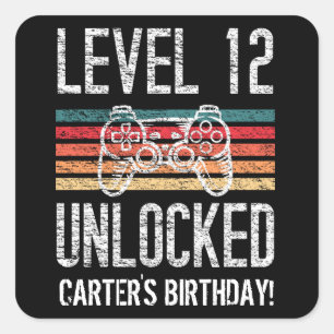 Level 12 Unlocked 12th Birthday Personalized Square Sticker