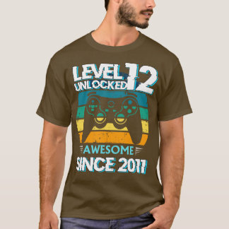 Level 12 Unlocked Awesome 2011 12th Birthday Gamer T-Shirt