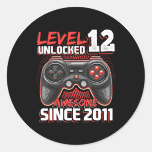Level 12 Unlocked Awesome 2011 Video Game 12th Bir Classic Round Sticker