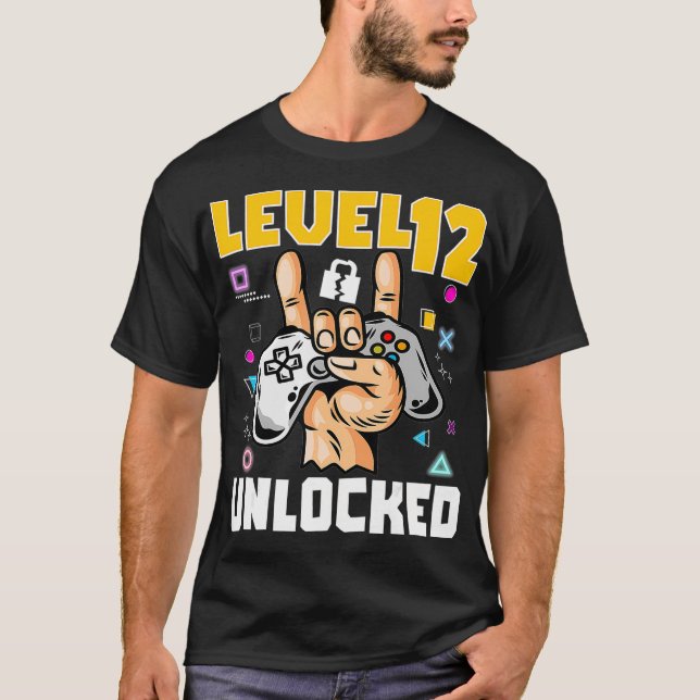 Level 12 Unlocked Awesome Video Game 12th Birthday T-Shirt (Front)