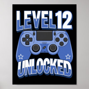 Level 12 Unlocked Funny Video Gamer 12th Birthday Poster