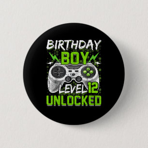 Level 12 unlocked Gamer 12th Birthday Gift Video G Button