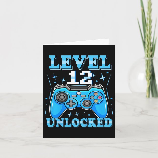 Level 12 Unlocked Gamer 12th Birthday Gift Video G Card (Front)