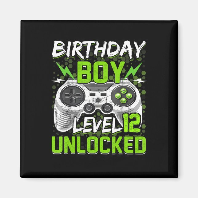 Level 12 unlocked Gamer 12th Birthday Gift Video G Magnet (Front)