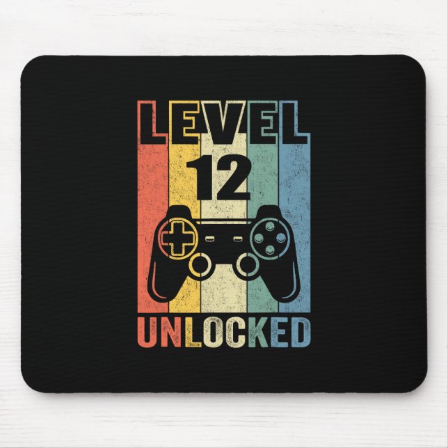 Level 12 Unlocked Shirt Funny Video Gamer 12th Bir Mouse Pad (Front)