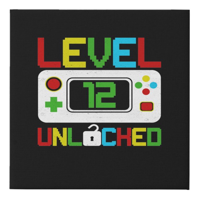 Level 12 Unlocked Video Game 10th Birthday Gift Faux Canvas Print (Front)