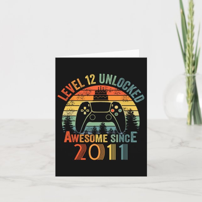 Level 12 Unlocked Video Game 12 Years Old 12th Bir Card (Front)