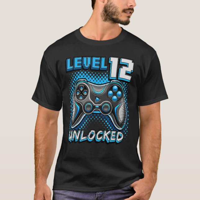 Level 12 Unlocked Video Game 12th Birthday Gamer B T-Shirt (Front)