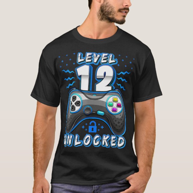 Level 12 Unlocked Video Game 12th Birthday Gamer B T-Shirt (Front)