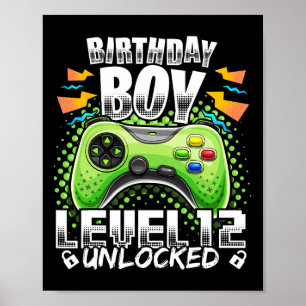 Level 12 Unlocked Video Game 12th Birthday Gamer G Poster