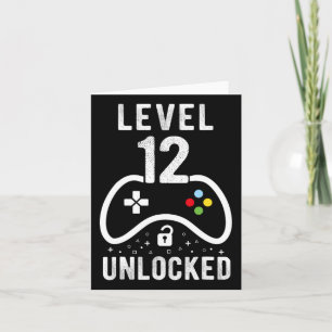Level 12 Unlocked Video Game 12th Birthday Gift Card