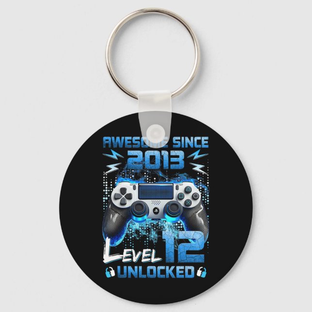 Level 12 Unlocked Video Gamer 12 Years Old 12 Birt Keychain (Front)