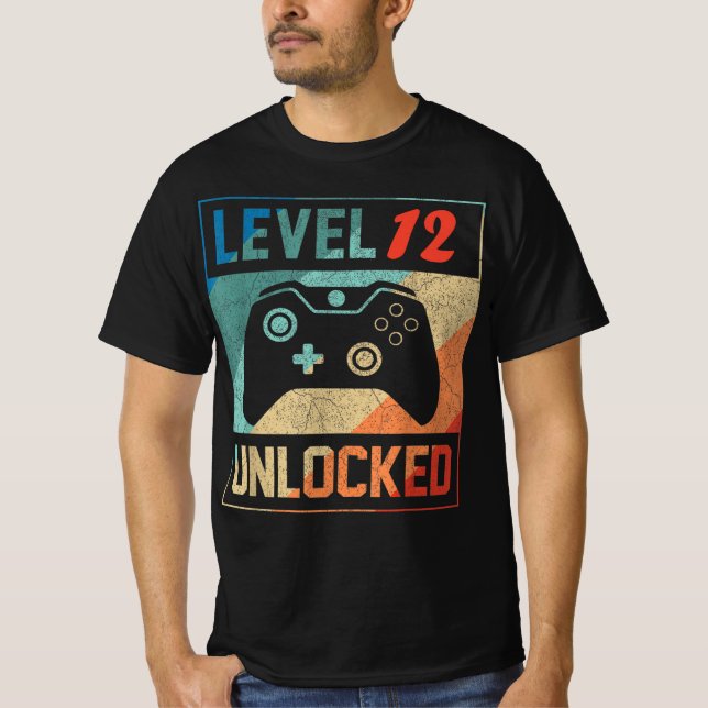 Level 12 Unlocked ,Video Gamer 12th , Happy Birthd T-Shirt (Front)