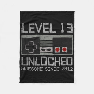 Level 13 Unlocked 13th Birthday 13 Year Old Video Fleece Blanket