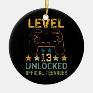 Level 13 unlocked 13th birthday gamers video game ceramic ornament