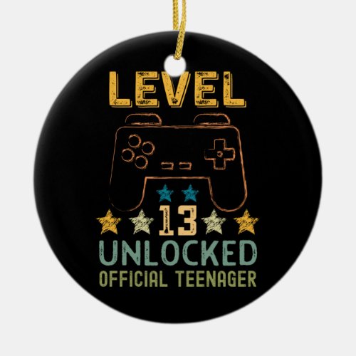 Level 13 unlocked 13th birthday gamers video game ceramic ornament