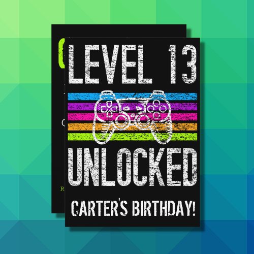 Level 13 Unlocked 13th Birthday Personalized Gamer Invitation