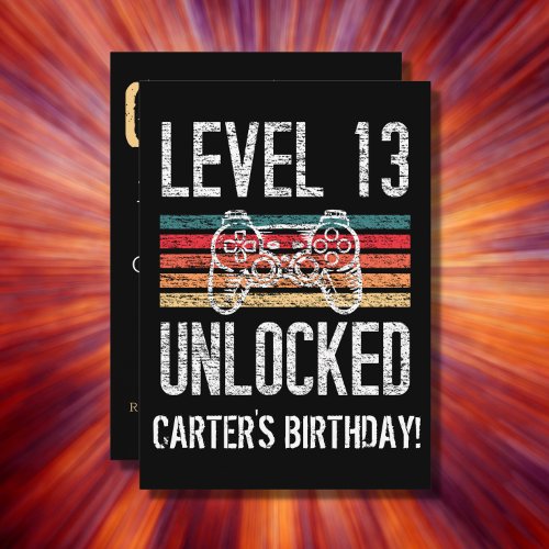 Level 13 Unlocked 13th Birthday Personalized Invitation