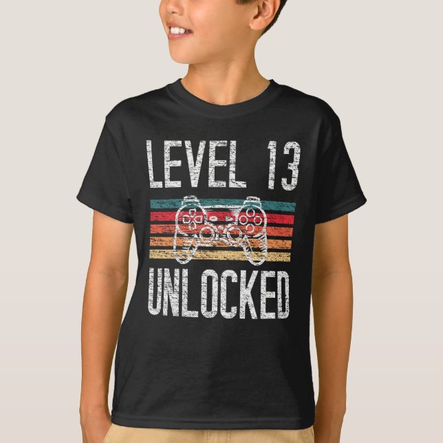 Level 13 Unlocked 13th Birthday T-Shirt (Front)