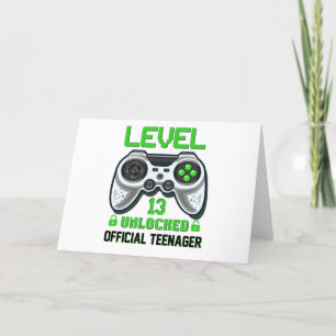 Level 13 unlocked 13th birthday video game thank you card