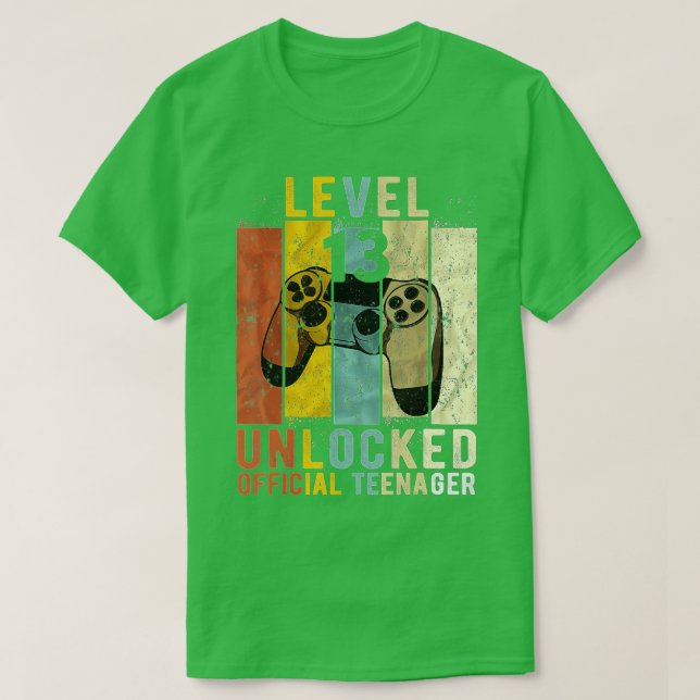 Level 13 Unlocked  13th Video  Birthday Gift  (1)  T-Shirt (Design Front)