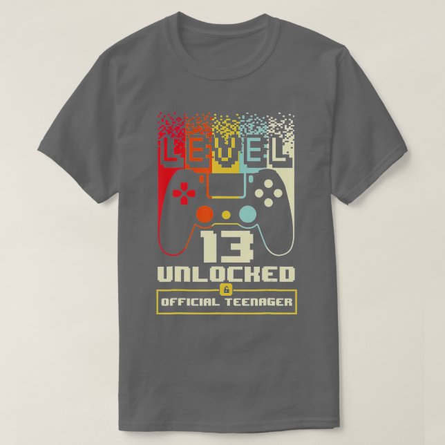 Level 13 Unlocked  13th Video  Birthday Gift  (28) T-Shirt (Design Front)