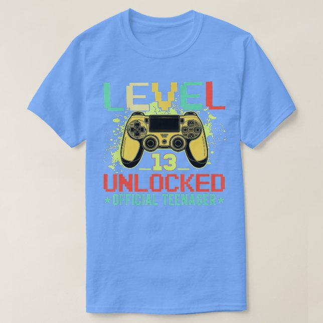 Level 13 Unlocked  13th Video  Birthday Gift  (71) T-Shirt (Design Front)