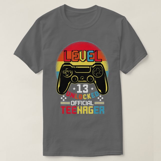 Level 13 Unlocked  13th Video  Birthday Gift  (75) T-Shirt (Design Front)