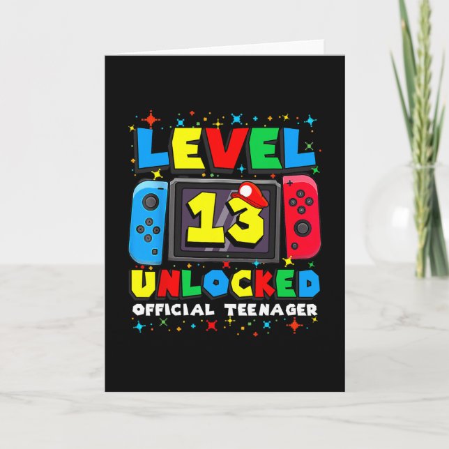 Level 13 Unlocked Gamer 13th Birthday Gift Video G Card (Front)