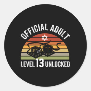 Level 13 Unlocked Official 13Th Jewish Bar Mitzvah Classic Round Sticker