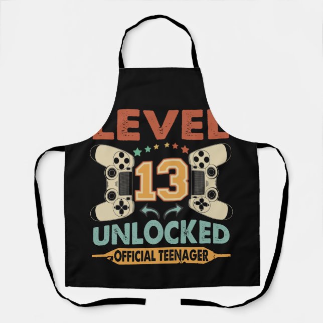 Level 13 Unlocked Official Teenager 13th Birthday Apron (Front)