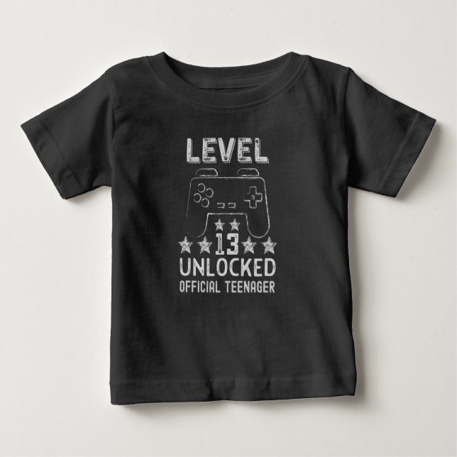 Level 13 unlocked official teenager 13th birthday baby T-Shirt (Front)