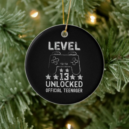 Level 13 unlocked official teenager 13th birthday ceramic ornament