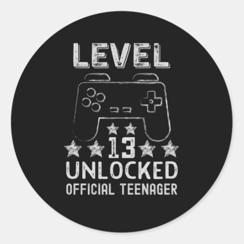 Level 13 unlocked official teenager 13th birthday classic round sticker