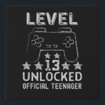 Level 13 unlocked official teenager 13th birthday faux canvas print<br><div class="desc">Funny 13th birthday gift for 13 years old kids gamers</div>