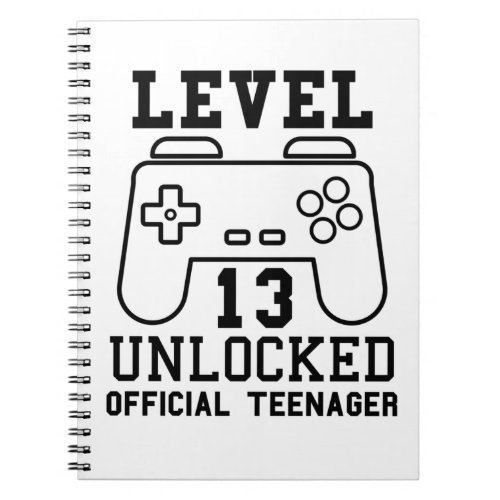 Level 13 unlocked official teenager 13th birthday notebook