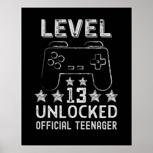 Level 13 unlocked official teenager 13th birthday poster