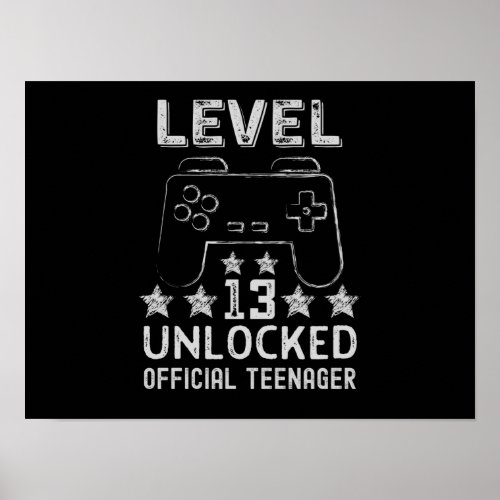 Level 13 unlocked official teenager 13th birthday poster