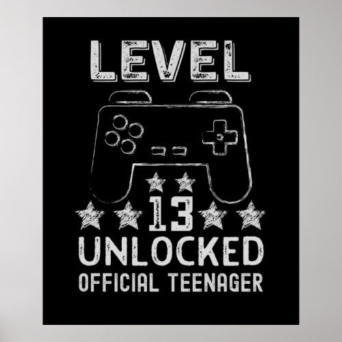 Level 13 unlocked official teenager 13th birthday poster