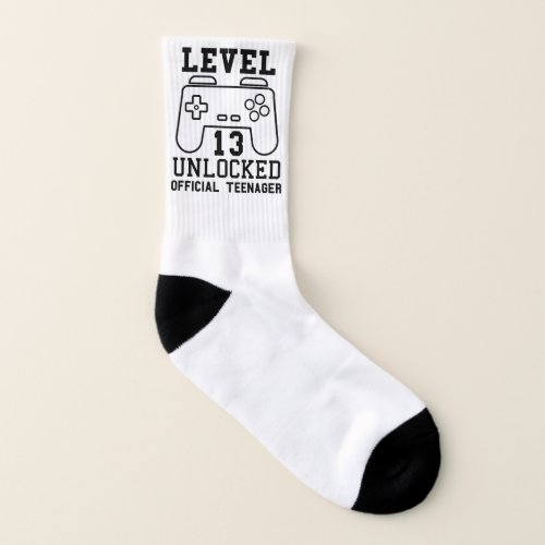 Level 13 unlocked official teenager 13th birthday socks