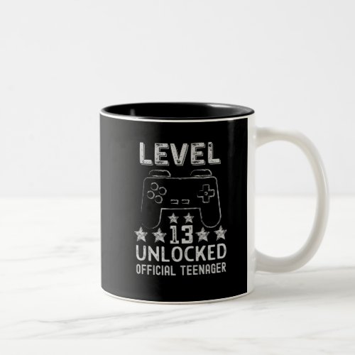 Level 13 unlocked official teenager 13th birthday Two_Tone coffee mug