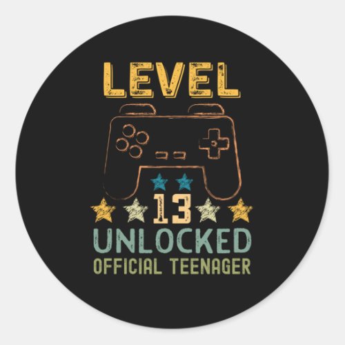 Level 13 unlocked official teenager funny gamers classic round sticker